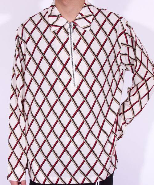 8(eight)(エイト)の「ハーフZIPシャツ 総柄 長袖(シャツ/ブラウス・メンズ・ブラック/ネイビー/ホワイト系その他/ホワイト系その他2・MEDIUM/LARGE)」の9枚目の写真