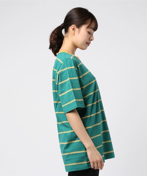 DING（ディング）の「DING/MINDボーダーTシャツ（Tシャツ/カットソー・レディース・ネイビー/グリーン/イエロー・FREE）」の4枚目の写真