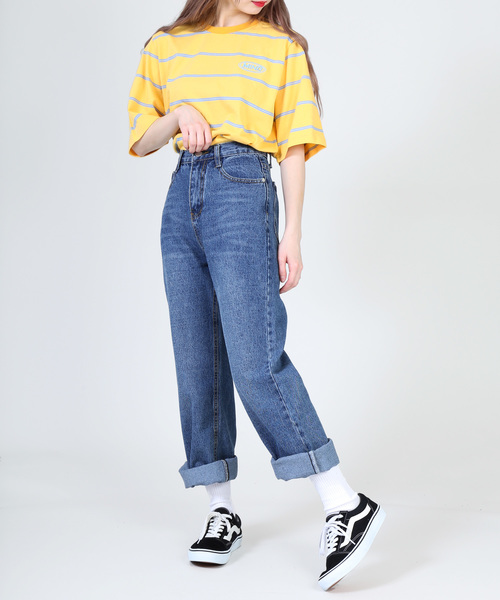 DING（ディング）の「DING/MINDボーダーTシャツ（Tシャツ/カットソー・レディース・ネイビー/グリーン/イエロー・FREE）」の10枚目の写真