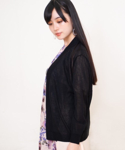 GGD(ジージーディー)の「さらさらニット羽織(ニット/セーター・レディース・ホワイト/ブラック/ベージュ/グレー・MEDIUM/LARGE)」の9枚目の写真