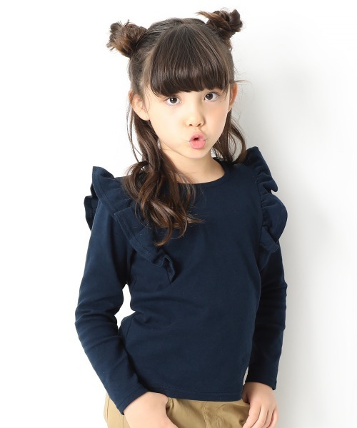 devirock（デビロック）の「ガールズデザイン長袖Tシャツ（Tシャツ/カットソー・キッズ・ブラック系その他/ブルー系その他/ラベンダー/レッド/ピンク系その他/ブラウン系その他/ホワイト系その他/ブラック系その他2/ブルー系その他2/パープル系その他/ピンク系その他2/ブラウン系その他2/ホワイト系その他2/ブラック系その他3/杢グレー/ブルー系その他3/パープル系その他2/ホワイト系その他3/スモークピンク/ブラウン系その他3・80ｃｍ/90cm/100cm/110cm/120cm/130cm/140cm/150cm/160cm）」の12枚目の写真