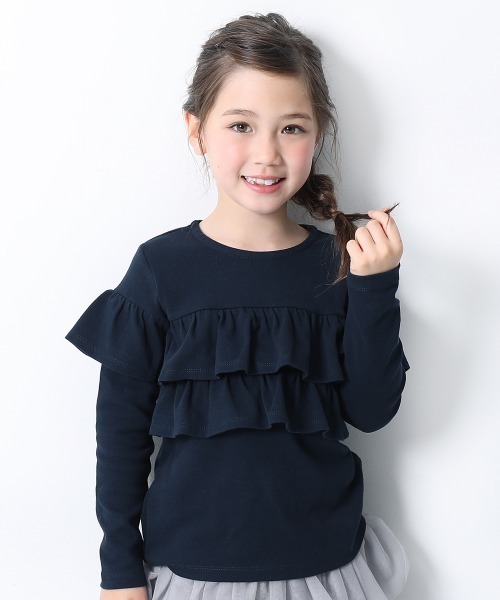 devirock（デビロック）の「ガールズデザイン長袖Tシャツ（Tシャツ/カットソー・キッズ・ブラック系その他/ブルー系その他/ラベンダー/レッド/ピンク系その他/ブラウン系その他/ホワイト系その他/ブラック系その他2/ブルー系その他2/パープル系その他/ピンク系その他2/ブラウン系その他2/ホワイト系その他2/ブラック系その他3/杢グレー/ブルー系その他3/パープル系その他2/ホワイト系その他3/スモークピンク/ブラウン系その他3・80ｃｍ/90cm/100cm/110cm/120cm/130cm/140cm/150cm/160cm）」の14枚目の写真