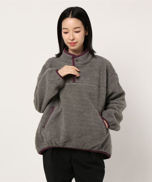 STYLEBLOCK（スタイルブロック）の「配色パイピングプルオーバーボアジャケットブルゾン（ブルゾン・レディース・ブラウン/アイボリー/キャメル/グレー・M）」の3枚目の写真