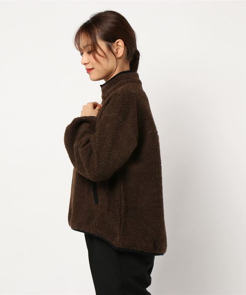 STYLEBLOCK（スタイルブロック）の「配色パイピングプルオーバーボアジャケットブルゾン（ブルゾン・レディース・ブラウン/アイボリー/キャメル/グレー・M）」の6枚目の写真
