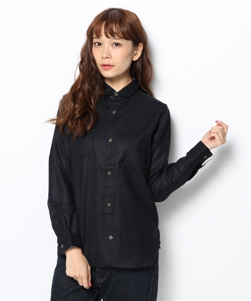 BEAMS BOY（ビームスボーイ）の「BEAMS BOY / フラノ 超チビラウンド襟 シャツ（シャツ/ブラウス・レディース・レッド系その他/ネイビー/グレー/ライトブラウン・ONE SIZE）」の3枚目の写真