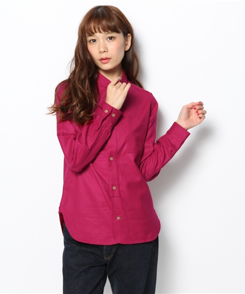 BEAMS BOY（ビームスボーイ）の「BEAMS BOY / フラノ 超チビラウンド襟 シャツ（シャツ/ブラウス・レディース・レッド系その他/ネイビー/グレー/ライトブラウン・ONE SIZE）」の4枚目の写真