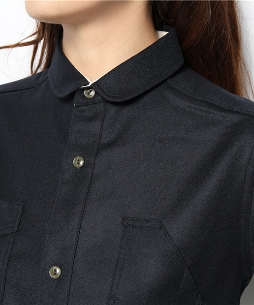 BEAMS BOY（ビームスボーイ）の「BEAMS BOY / フラノ 超チビラウンド襟 シャツ（シャツ/ブラウス・レディース・レッド系その他/ネイビー/グレー/ライトブラウン・ONE SIZE）」の8枚目の写真