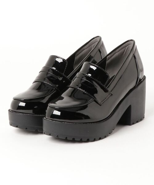 LibertyDoll（リバティードール）の「Liberty Doll / 7.5cmチャンキーヒール厚底コインローファー(3023-SA)　ボリュームソール（ローファー・レディース・ブラック/ブラック系その他/ダークブラウン/アイボリー/グレイッシュベージュ・S/M/L/LL/SS）」の12枚目の写真