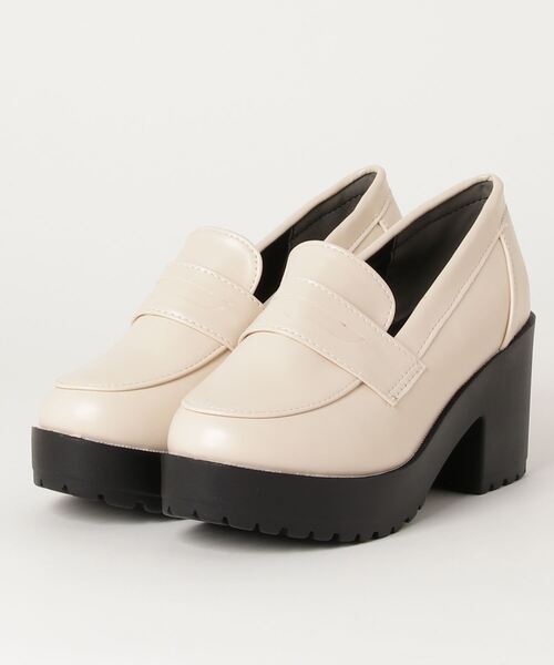 LibertyDoll（リバティードール）の「Liberty Doll / 7.5cmチャンキーヒール厚底コインローファー(3023-SA)　ボリュームソール（ローファー・レディース・ブラック/ブラック系その他/ダークブラウン/アイボリー/グレイッシュベージュ・S/M/L/LL/SS）」の14枚目の写真