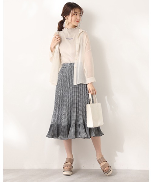 one after another NICE CLAUP（ワンアフターアナザーナイスクラップ）の「【web限定】シアーシャツセットキャミワンピース（ワンピース・レディース・アイボリー/ホワイト系その他/スモークピンク・FREE）」の9枚目の写真