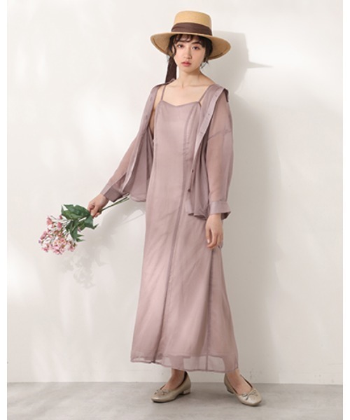 one after another NICE CLAUP（ワンアフターアナザーナイスクラップ）の「【web限定】シアーシャツセットキャミワンピース（ワンピース・レディース・アイボリー/ホワイト系その他/スモークピンク・FREE）」の10枚目の写真
