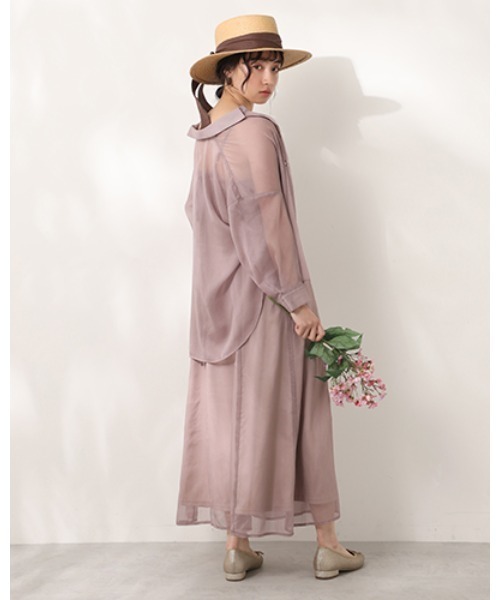 one after another NICE CLAUP（ワンアフターアナザーナイスクラップ）の「【web限定】シアーシャツセットキャミワンピース（ワンピース・レディース・アイボリー/ホワイト系その他/スモークピンク・FREE）」の7枚目の写真