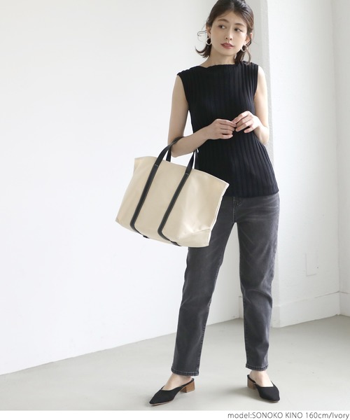 coca（coca）（コカ）の「大人上品トートバック（トートバッグ・レディース・ブラック/アイボリー・ONE SIZE）」の3枚目の写真