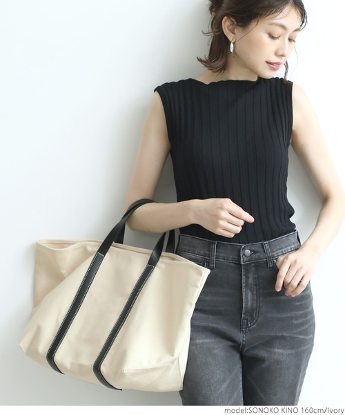 coca（coca）（コカ）の「大人上品トートバック（トートバッグ・レディース・ブラック/アイボリー・ONE SIZE）」の5枚目の写真