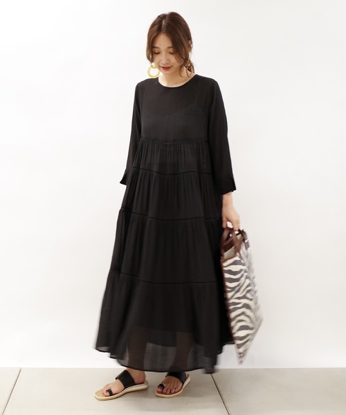 DouDou（ドゥドゥ）の「ハシゴレース2WAYワンピース（ワンピース・レディース・ブラック/カーキ・FREE）」の3枚目の写真
