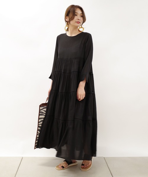 DouDou（ドゥドゥ）の「ハシゴレース2WAYワンピース（ワンピース・レディース・ブラック/カーキ・FREE）」の5枚目の写真