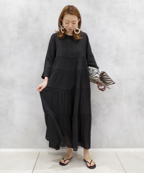 DouDou（ドゥドゥ）の「ハシゴレース2WAYワンピース（ワンピース・レディース・ブラック/カーキ・FREE）」の6枚目の写真