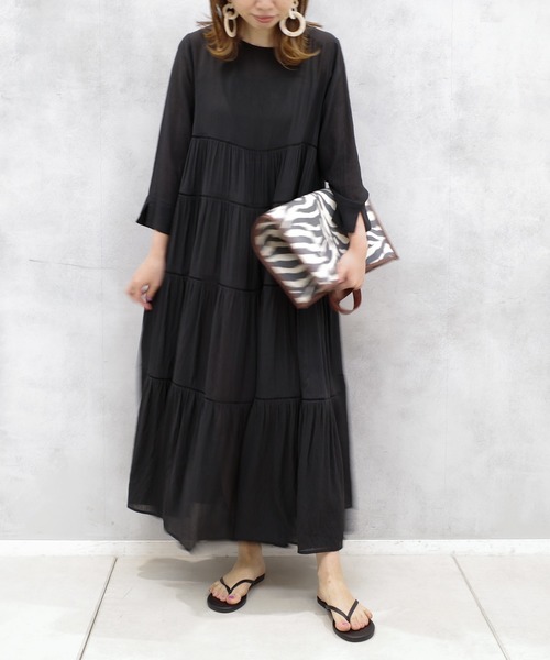 DouDou（ドゥドゥ）の「ハシゴレース2WAYワンピース（ワンピース・レディース・ブラック/カーキ・FREE）」の7枚目の写真