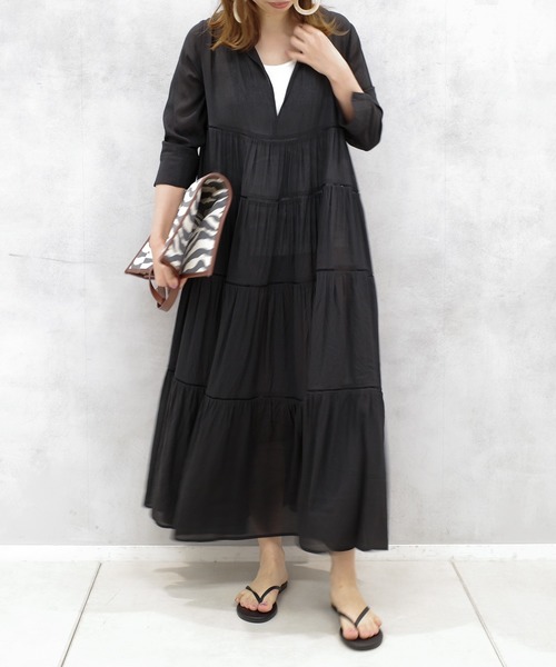 DouDou（ドゥドゥ）の「ハシゴレース2WAYワンピース（ワンピース・レディース・ブラック/カーキ・FREE）」の10枚目の写真