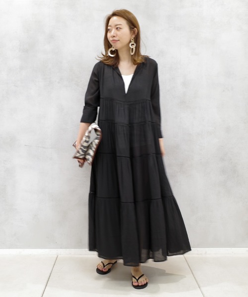 DouDou（ドゥドゥ）の「ハシゴレース2WAYワンピース（ワンピース・レディース・ブラック/カーキ・FREE）」の8枚目の写真