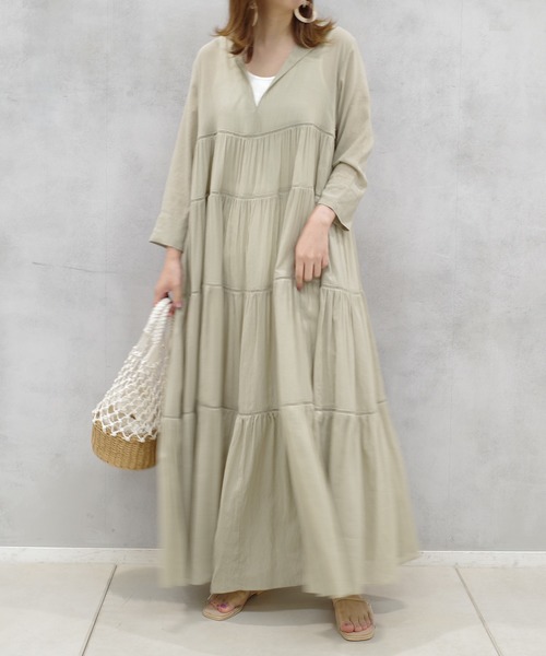 DouDou（ドゥドゥ）の「ハシゴレース2WAYワンピース（ワンピース・レディース・ブラック/カーキ・FREE）」の14枚目の写真