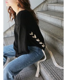 ROYAL PARTY | 【ZOZO限定】配色サイドレースアップカーディガン(ニット/セーター)