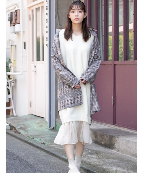 fifth（フィフス）の「オーバーサイズチェックシャツジャケット（シャツ/ブラウス・レディース・ブルー/ブラウン・MEDIUM）」の4枚目の写真