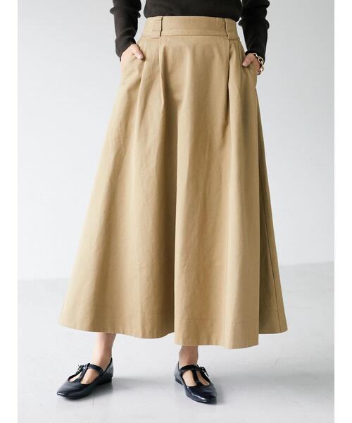 CRAFT STANDARD BOUTIQUE（クラフトスタンダードブティック）の「ツイルフレアフロントタックロングスカート　●＊（スカート・レディース・ベージュ/ネイビー/カーキ/アイボリー・L/M）」の13枚目の写真
