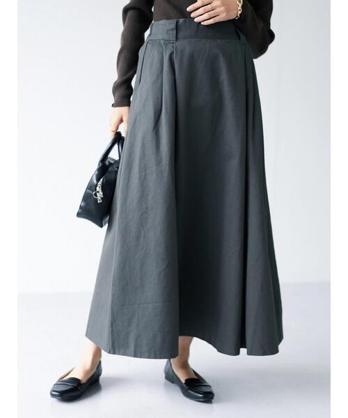 CRAFT STANDARD BOUTIQUE（クラフトスタンダードブティック）の「ツイルフレアフロントタックロングスカート　●＊（スカート・レディース・ベージュ/ネイビー/カーキ/アイボリー・L/M）」の14枚目の写真