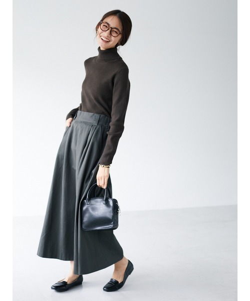 CRAFT STANDARD BOUTIQUE（クラフトスタンダードブティック）の「ツイルフレアフロントタックロングスカート　●＊（スカート・レディース・ベージュ/ネイビー/カーキ/アイボリー・L/M）」の10枚目の写真