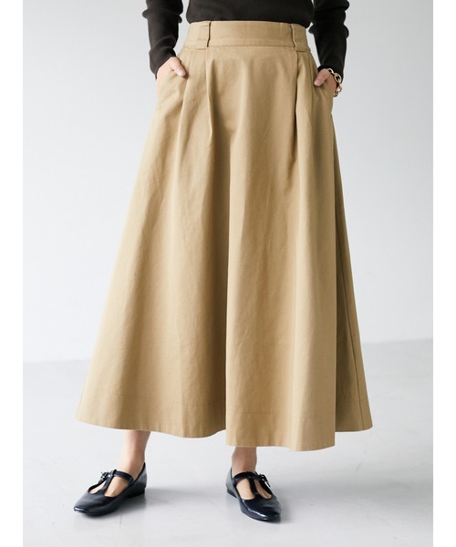 CRAFT STANDARD BOUTIQUE（クラフトスタンダードブティック）の「ツイルフレアフロントタックロングスカート　●＊（スカート・レディース・ベージュ/ネイビー/カーキ/アイボリー・L/M）」の11枚目の写真