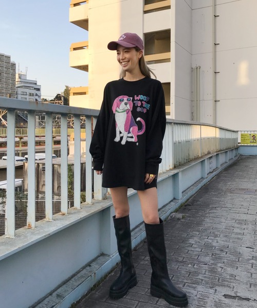 ANTIBAL(アンティバル)の「ANTIBAL/アンティバル MULGAグラフィック ビッグシルエットロンT 211AN2LT010(Tシャツ/カットソー・レディース・ホワイト/ブラック・FREE)」の7枚目の写真
