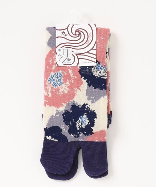 カヤ（カヤ）の「【カヤ】足袋型くつ下23～25cm モダン椿（ソックス/靴下・レディース・ピンク/ブルー/グリーン・FREE）」の4枚目の写真