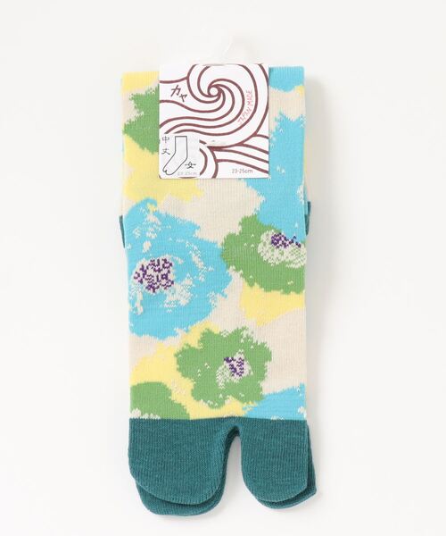 カヤ（カヤ）の「【カヤ】足袋型くつ下23～25cm モダン椿（ソックス/靴下・レディース・ピンク/ブルー/グリーン・FREE）」の9枚目の写真
