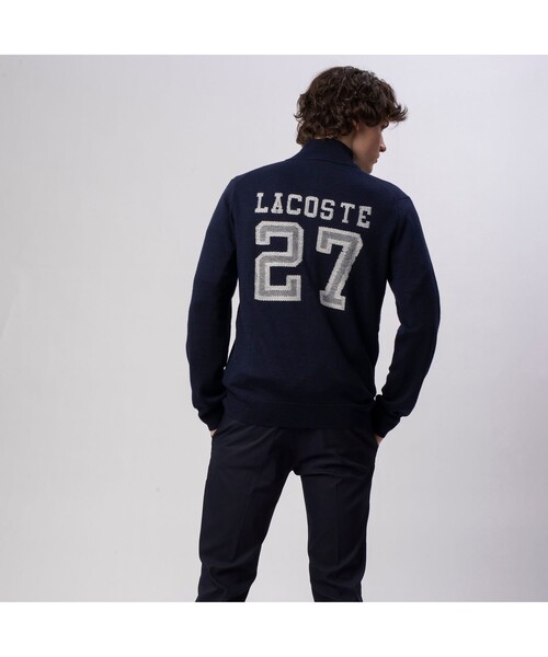LACOSTE（ラコステ）の「ナンバリング入りリネン×ウールブレンドニットトラックジャケット（カーディガン/ボレロ・メンズ・ネイビー/ダークベージュ/アイボリー・4/5/2/3）」の3枚目の写真