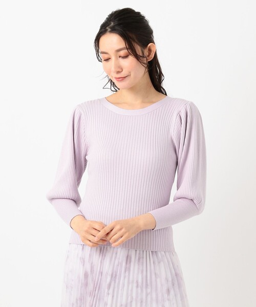 Feroux（フェルゥ）の「【前後着用可】RIBデザインパフ ニット（ニット/セーター・レディース・ベージュ系/ブラック系/ライラック系・2）」の12枚目の写真