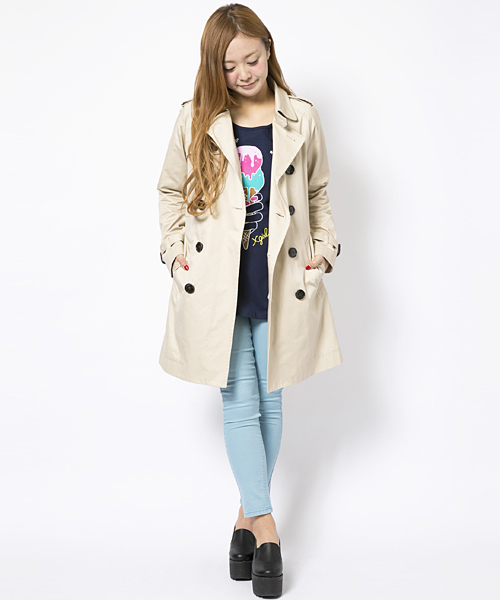 X-girl（エックスガール）の「【mini4月号掲載】TRENCH COAT（トレンチコート・レディース・ベージュ/ネイビー・1/2）」の3枚目の写真