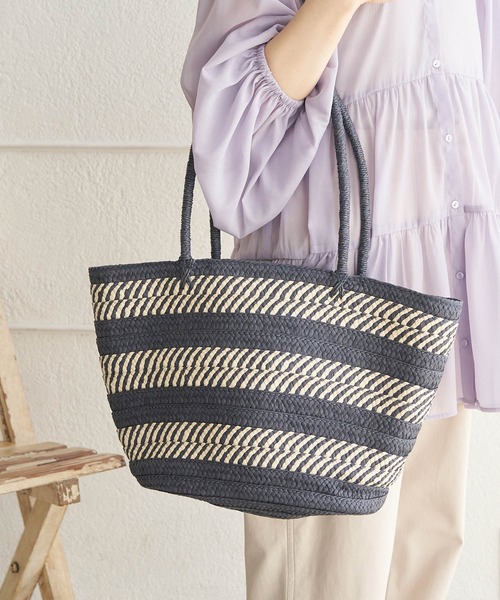 ROPE' PICNIC(ロペピクニック)の「ツートンブレード巾着付バスケット(トートバッグ・レディース・ネイビー/オレンジ/イエロー系その他・FREE)」の2枚目の写真