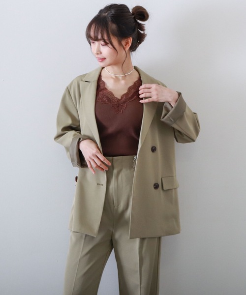 archives(アルシーヴ)の「レーステレコタンク(タンクトップ・レディース・ベージュ/ブラウン/グレイッシュベージュ/オフホワイト・MEDIUM)」の2枚目の写真