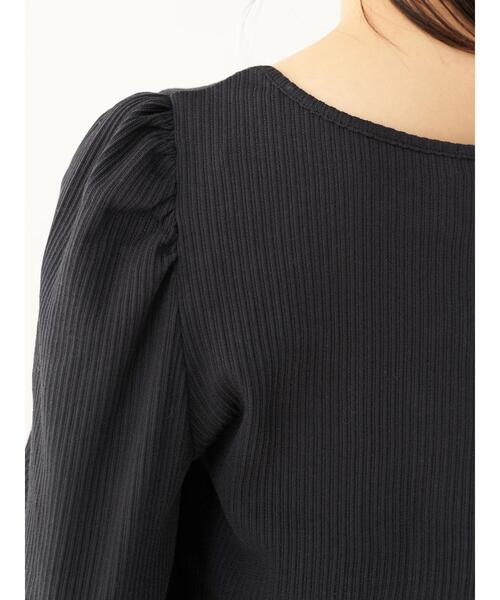 earth music&ecology（アースミュージックアンドエコロジー）の「チェーン柄リブパワーショルダープルオーバー ＊（Tシャツ/カットソー・レディース・オフホワイト/ピンクベージュ/ライトベージュ/ブラック・FREE）」の13枚目の写真