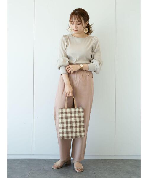 earth music&ecology（アースミュージックアンドエコロジー）の「チェーン柄リブパワーショルダープルオーバー ＊（Tシャツ/カットソー・レディース・オフホワイト/ピンクベージュ/ライトベージュ/ブラック・FREE）」の19枚目の写真