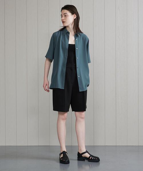 H　BEAUTY&YOUTH UNITED ARROWS（エイチビューティーアンドユースユナイテッドアローズ）の「＜H＞TWILL SHORT SLEEVE SHIRT/シャツ（シャツ/ブラウス・レディース・ブラック/ホワイト/コバルトブルー・FREE）」の9枚目の写真