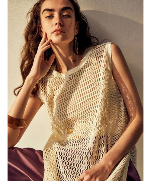 Ungrid(アングリッド)の「ノースリネットワンピース(ワンピース・レディース・チャコールグレー/アイボリー・FREE)」の1枚目の写真