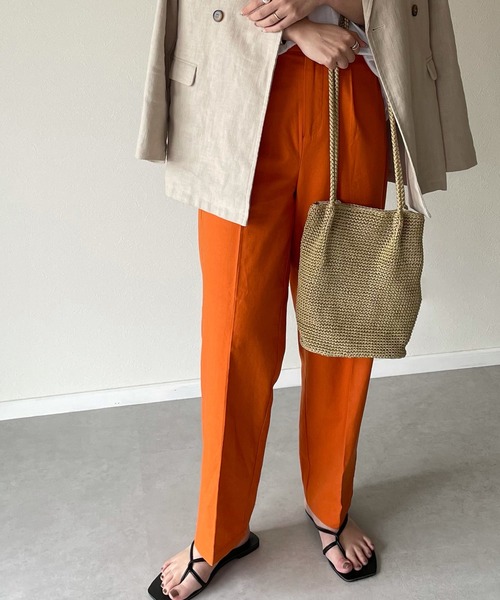 y/m by misato（イムバイミサト）の「リネンライクトラウザーパンツ（その他パンツ・レディース・ベージュ/オレンジ/アイボリー・FREE）」の3枚目の写真