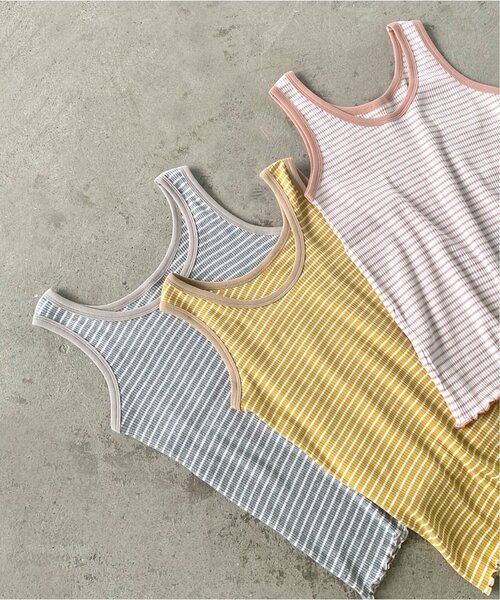 RAY CASSIN（レイカズン）の「ボーダーカラータンク（Tシャツ/カットソー・レディース・ライトグレー/ピンク/イエロー・FREE）」の22枚目の写真