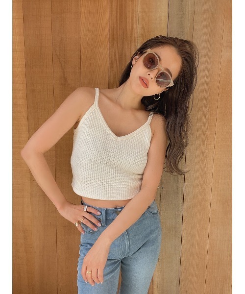 TRUNC（トランクエイティーエイト）の「Rough Waffle Camisole（キャミソール・レディース・アイボリー/ブラック/チャコールグレー・FREE）」の2枚目の写真