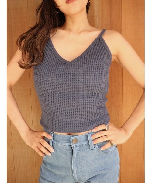 TRUNC（トランクエイティーエイト）の「Rough Waffle Camisole（キャミソール・レディース・アイボリー/ブラック/チャコールグレー・FREE）」の8枚目の写真