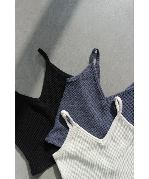 TRUNC（トランクエイティーエイト）の「Rough Waffle Camisole（キャミソール・レディース・アイボリー/ブラック/チャコールグレー・FREE）」の18枚目の写真