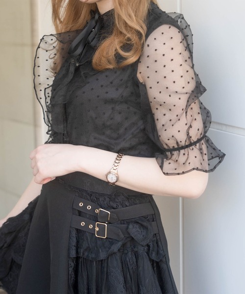 ROJITA（ロジータ）の「前立てラッフルシアードットブラウス（シャツ/ブラウス・レディース・ホワイト/ブラック/ピンク・FREE）」の12枚目の写真