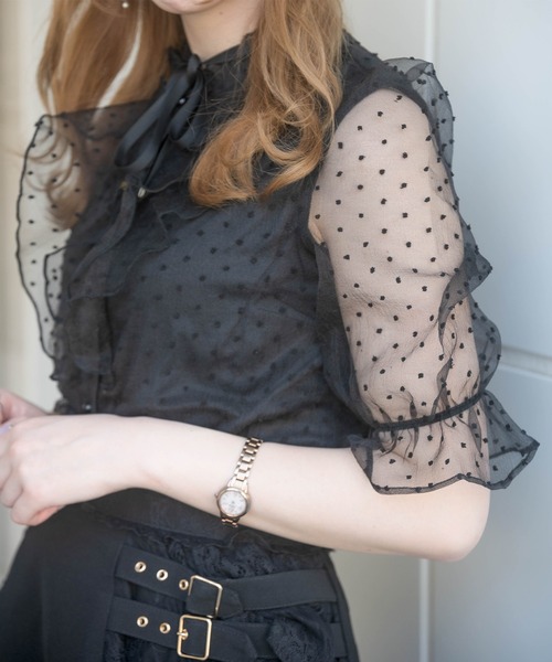 ROJITA（ロジータ）の「前立てラッフルシアードットブラウス（シャツ/ブラウス・レディース・ホワイト/ブラック/ピンク・FREE）」の9枚目の写真